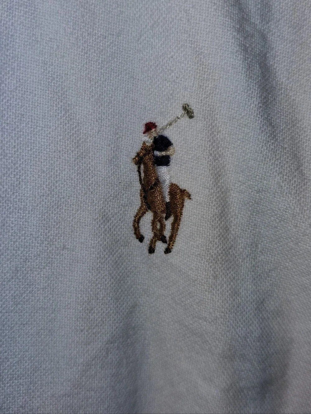 Ralph Lauren Men's White Button-Down Cotton Shirt with Polo Logo